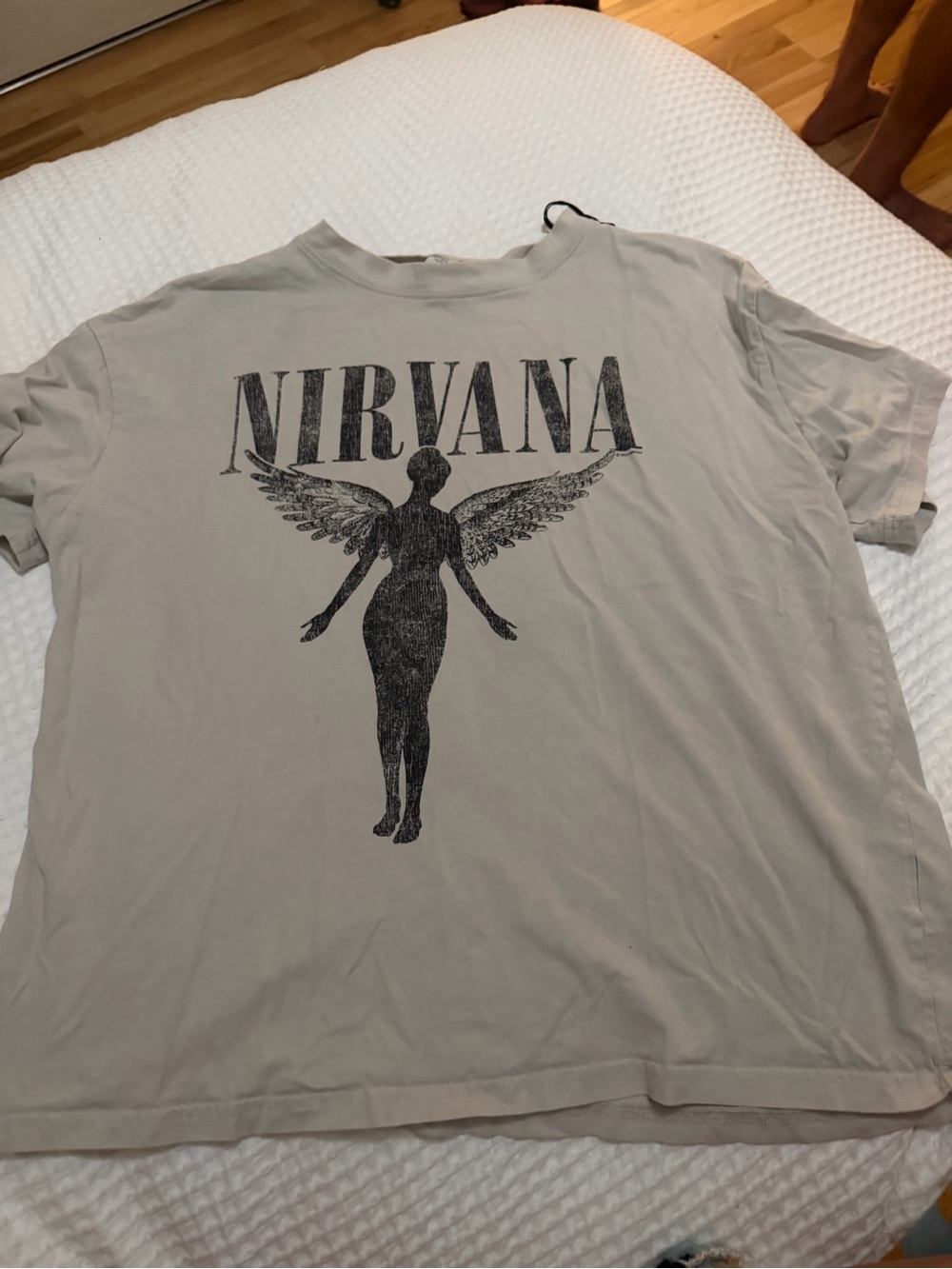 NIRVANA Beige Graphic Angel Logo Tee